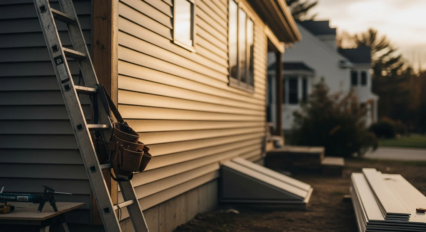 New vinyl siding installed on residential home exterior