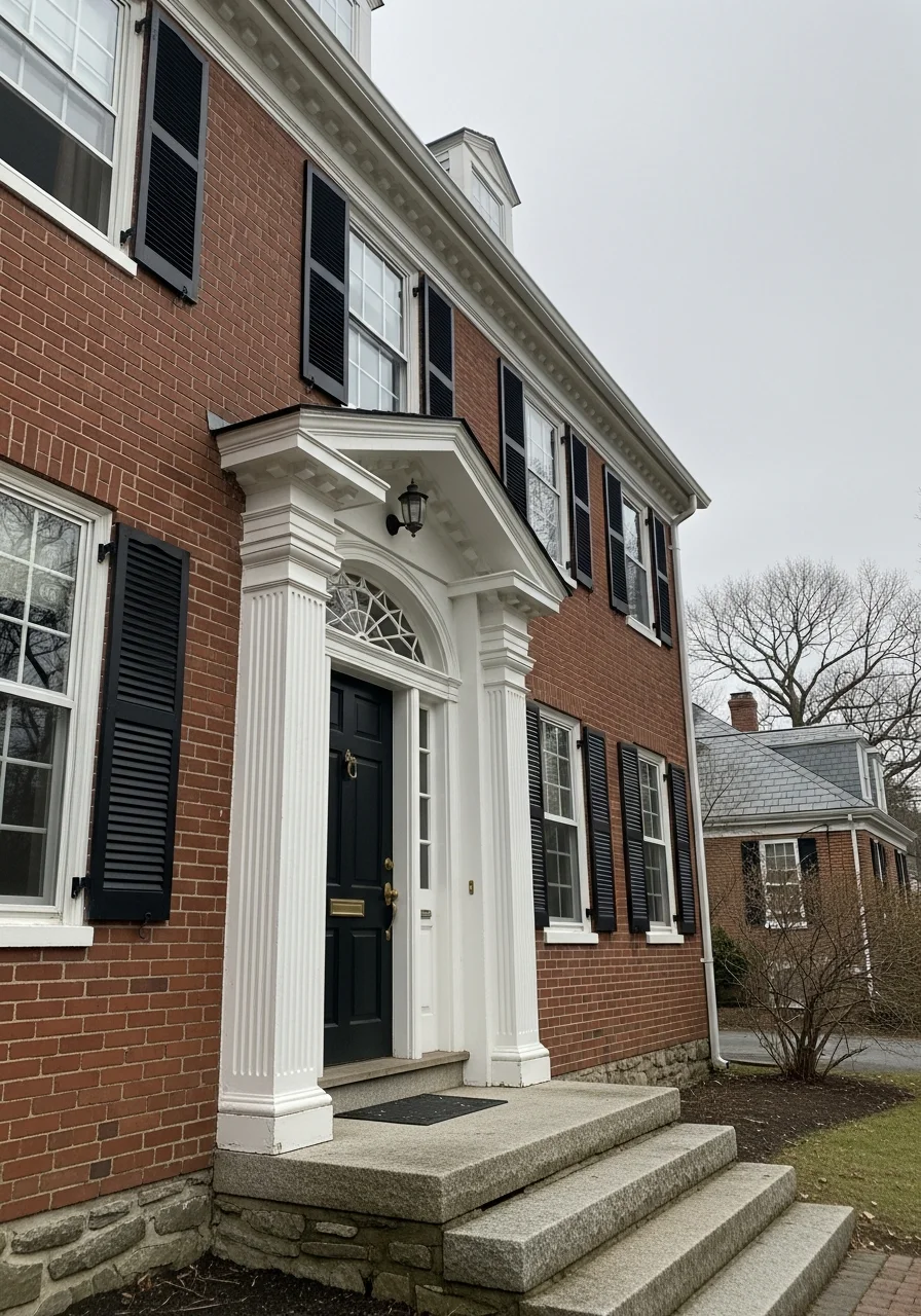 Close-up of a homeowner and crew member discussing a project at the entrance of a Massachusetts home.