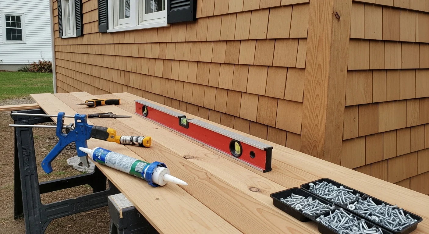 Freshly installed natural wood clapboard siding on a two-story Massachusetts Colonial home, showing clean horizontal panel lines and painted trim around windows. The exterior reflects a traditional New England style with no visible gaps or weathering.